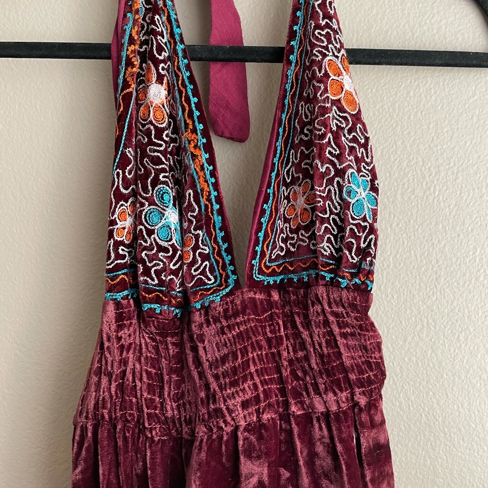 Vintage 70s velvet halter top dress. - Picture 1 of 4